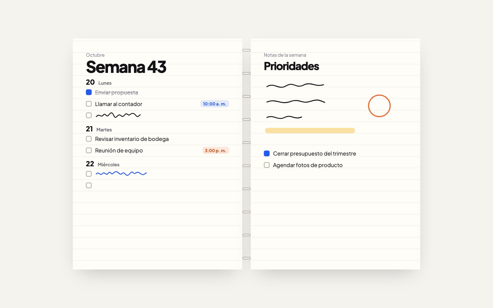 Imagen de referencia de la agenda inteligente